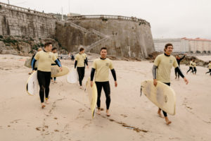 Matt and his new bros heading out to surf