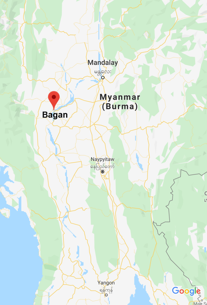 Map of Bagan in Myanmar (Google Maps)
