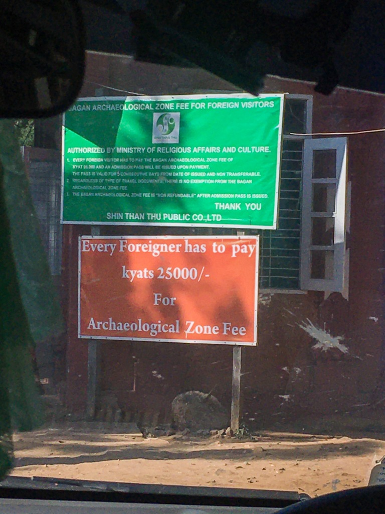 Signs every taxi driver stops at for foreigners to pay their zone fees