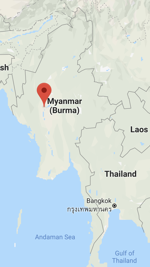 Map of Myanmar in SE Asia (Google Maps)